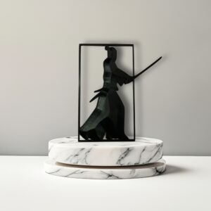 samurai warrior silhouette wall art – 3d printed décor (180mm x 156.6mm x 3mm)