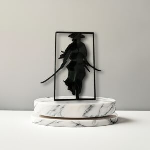 samurai warrior silhouette wall art – 3d printed décor (180mm x 156.6mm x 3mm)