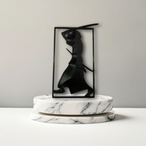 samurai warrior silhouette wall art – 3d printed décor (180mm x 156.6mm x 3mm)